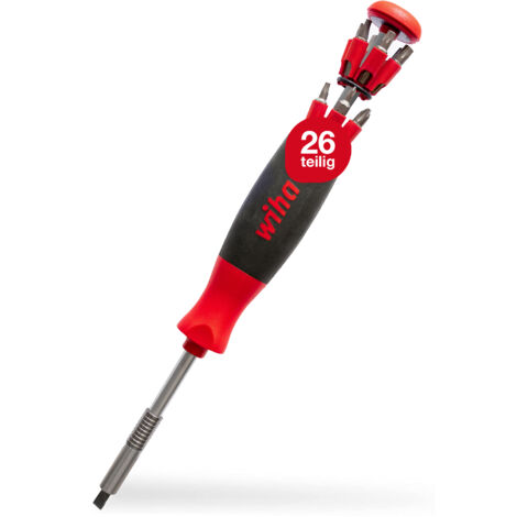 Wiha LiftUp 26one® screwdriver 13 pcs. with double bit set in the handle I bit holder I internal square, internal hexagon, PH, PZ, slotted, TORX (43895)