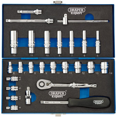Draper 16476 26pc Metric Socket Set 1/4&quot Square Drive