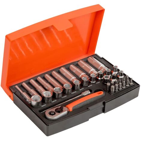 Bahco SL25L 1/4in Deep Drive Socket Set, 37 Piece BAHSL25L