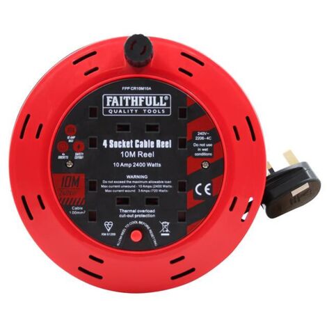 Cable Reel 240 Volt 10 Metre 10 Amp 4 Socket (1/4)