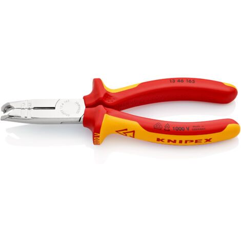 KNIPEX 13 46 165 SB Stripping Pliers insulated with multi-component grips, VDE-tested chrome-plated 165 mm