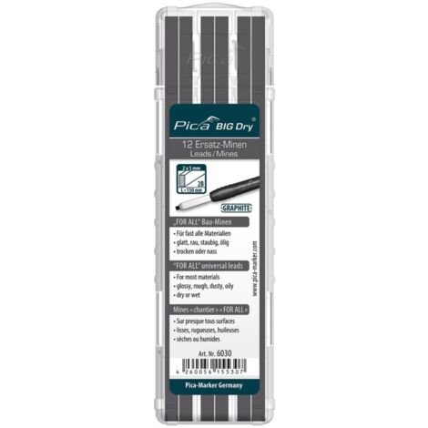 Pica 6030 BIG Dry Refills Graphite - 12 Leads