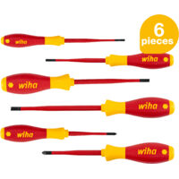 Wiha screwdriver set SoftFinish slimFix (36455), 6 pcs., screwdriver set VDE electrician, insulated 1000v, slotted/Phillips