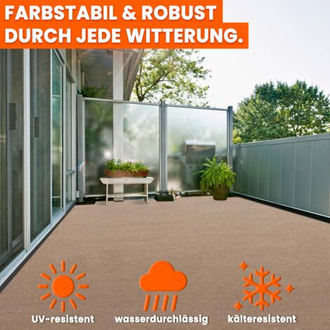 Rasenteppich 200 x 300 cm Beige mit Noppen Kunstrasen Teppich Balkon