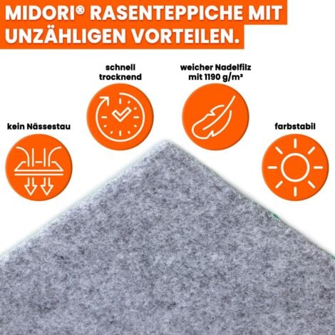 Rasenteppich 100 x 450 cm Grau mit Noppen Kunstrasen Teppich Balkon