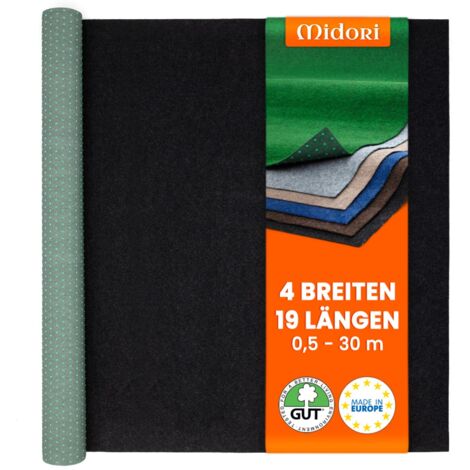 Rasenteppich 200 x 500 cm Schwarz mit Noppen Kunstrasen Teppich Balkon Terrasse Outdoor