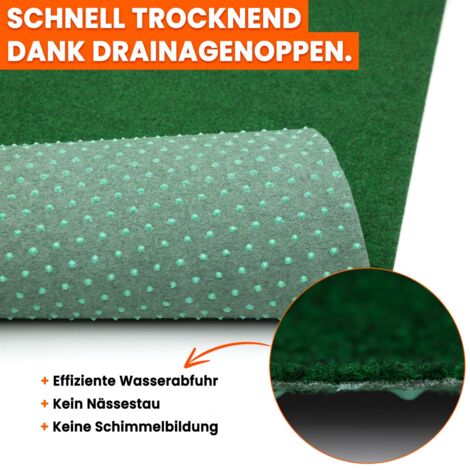 Rasenteppich 100 x 500 cm Grün mit Noppen Kunstrasen Teppich Balkon