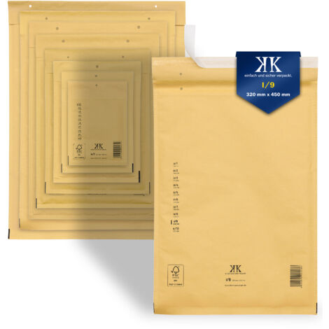 50 Luftpolster-Versandtaschen I9 I/9 320x450mm (Außenmaß) DIN A3+ Braun