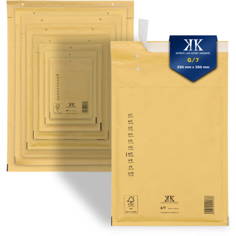 200 Luftpolster-Versandtaschen G7 G/7 250x350mm (Außenmaß) Braun