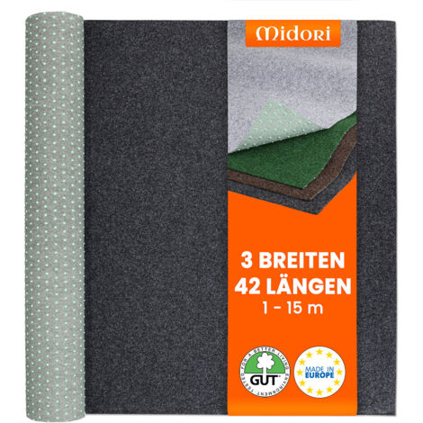 Rasenteppich 200 x 600 cm Schwarz Kunstrasen-Teppich mit Noppen Balkon Terrasse Outdoor wasserdurchlässig