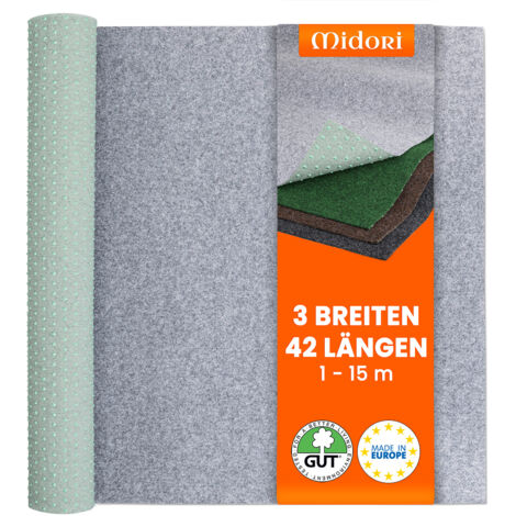 Rasenteppich 133 x 525 cm Grau Kunstrasen-Teppich mit Noppen Balkon Terrasse Outdoor wasserdurchlässig