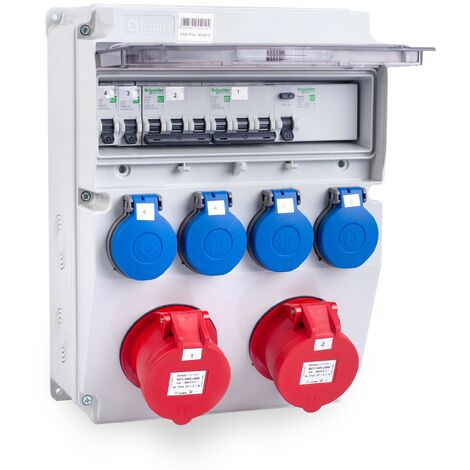 MIDORI® Stromverteiler Baustromverteiler komplett 2x 16A / 5P, 4x 230V FI-Schutzschalter (1/5)