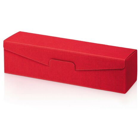 500 x Präsentkarton für 1 Flasche 380x95x90 mm offene Welle Rot (1/2)