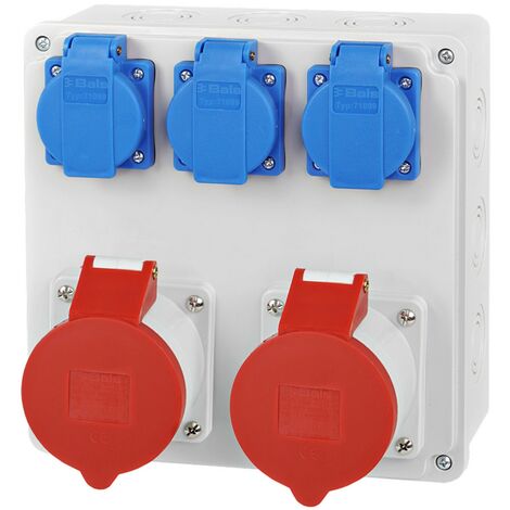 16a Verteiler Baustromverteiler 1 X Schuko/16A/250V 16A/5p/400V IP65 UV Beständig – AMK ELEKTRO 16 Ampere Verteiler