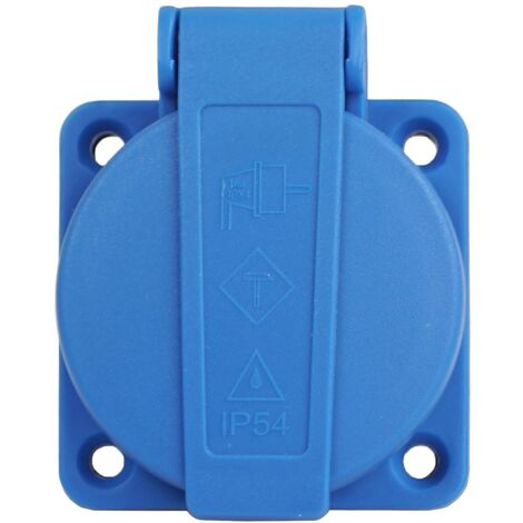 Schuko Einbausteckdose Anbausteckdose 1-Fach 16A 230V IP54 Blau Schraubanschluss (1/2)