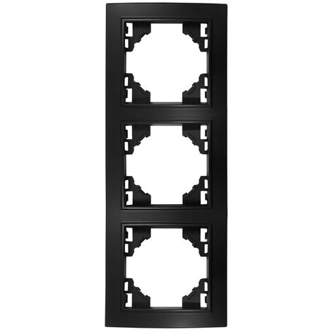Rahmen 3-Fach für Steckdosen Schalter Unterputz 227x82x8mm vertikal Schwarz Matt
