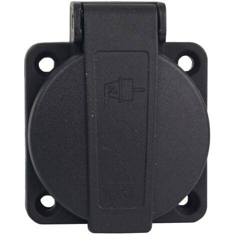 Schuko Einbausteckdose Anbausteckdose 1-Fach 16A 230V IP54 Schwarz Schraubanschluss (1/4)