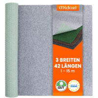 Rasenteppich 133 x 100 cm Grau Kunstrasen-Teppich mit Noppen Balkon Terrasse Outdoor wasserdurchlässig