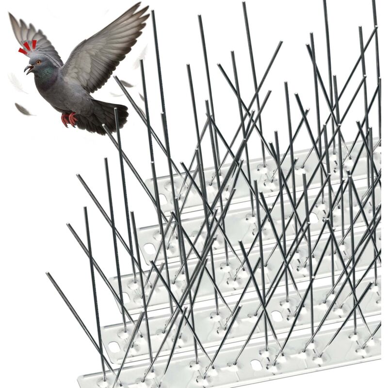 Kit 12 Pièces Pics Anti Pigeons + Bande Répulsive - Repulsif Oiseaux Pour Balcon, Toit Et Fenêtres Contre Pigeons, Moineaux, Corneilles Et Chats