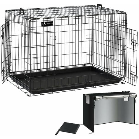 Cage de Transport Taille XXL pour Animaux domestiques Aluminium MDF 2  Portes Noir Argent Caisse Chien Chat Rongeur boîte Box de Transport Voiture  : : Animalerie