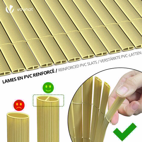 Canisse PVC brise vue ultra renforce avec attaches de fixation 100x500cm beige