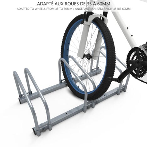 VOUNOT® Râtelier range vélos - Support pour 3 vélos - Mural ou au sol - Porte-vélo en acier revêtu