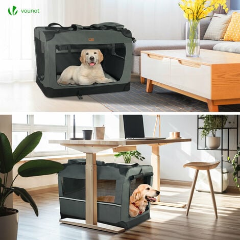 Sac transport pliable chien chat caisse cage portable 82x60x60cm gris