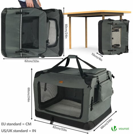 Sac transport pliable chien chat caisse cage portable 82x60x60cm gris