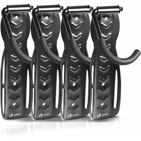 Vounot – Lot de 4 supports de vélo mural en acier – Rangement suspendu noir – Capacité jusqu'à 30 kg – Dimensions L.26 x l.8 x H.12 cm