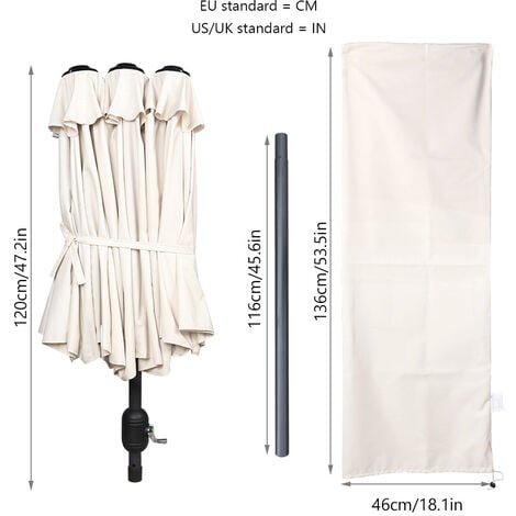 VOUNOT® Parasol de Jardin Double en Aluminium 150 x 300 cm Beige