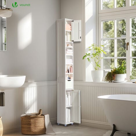 Meuble rangement salle de bain Haut colonne 180x20x20cm MDF blanc