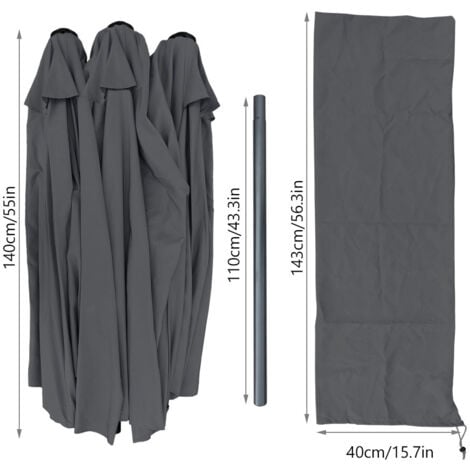 VOUNOT® Parasol de Jardin Double en Aluminium 270 x 460 cm Gris