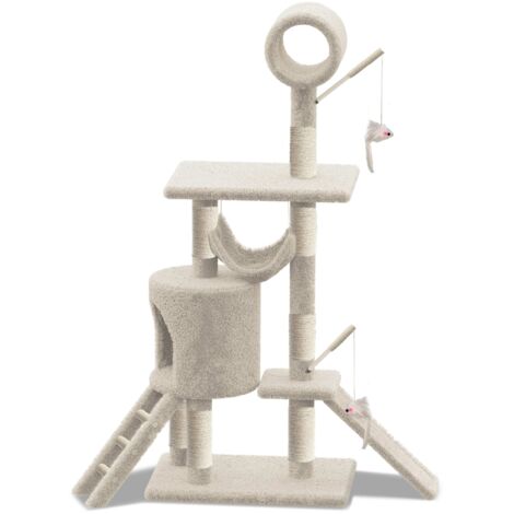 Arbre à Chat 154cm avec Griffoir Plateforme Niche XXL Beige (1/5)