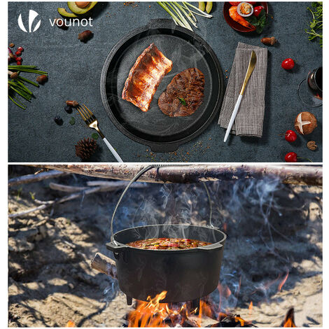 4/7/10/15l cast iron camping potjie three