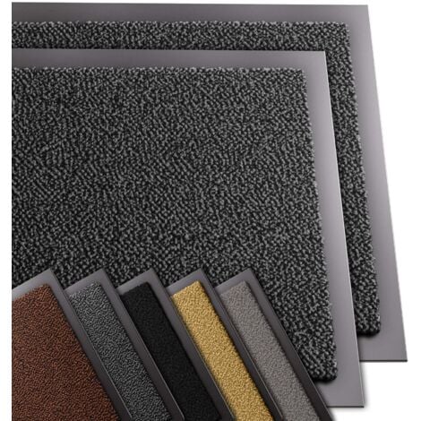 VOUNOT® Lot de 2 Tapis de porte paillasson d'entrée 40x60cm - antidérapant antipoussière imperméable lavable - gris-noir