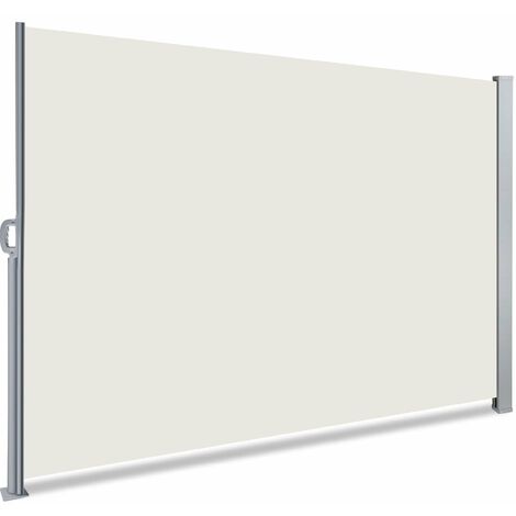 Vounot – Paravent extérieur rétractable 160x300cm – Toile polyester 180g/m² anti-UV – Housse de protection – Brise-vue beige