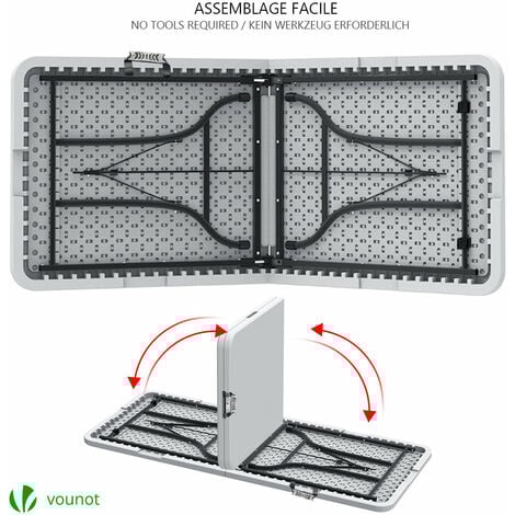 Table de camping pique nique pliable 180cm HDPE blanc