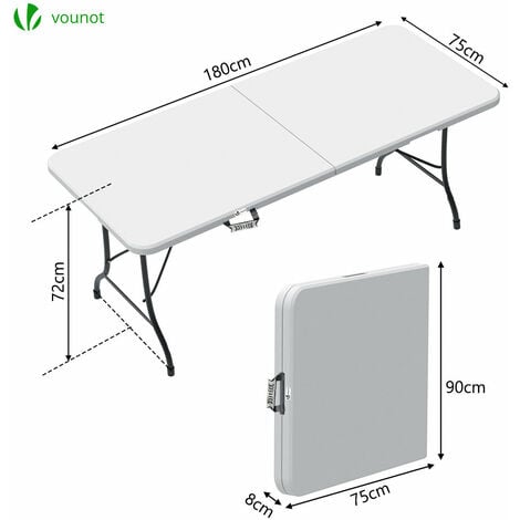Table de camping pique nique pliable 180cm HDPE blanc