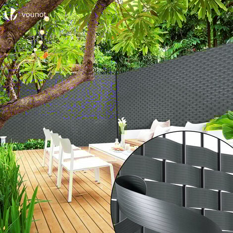 Kit de lamelles occultantes PVC brise vue 75m x 4.7cm avec 150 clips Gris