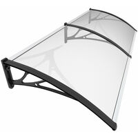 Vounot – Marquise auvent porte d'entrée 200x80cm – Polycarbonate 6mm résistant aux chocs – Cadre en PPO et aluminium – Protection UV et intempéries