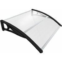 Auvent de porte d'entrée marquise 100x80 cm transparent en Polycarbonate anti-UV Noir