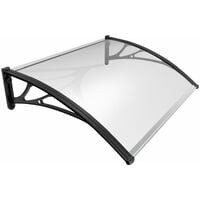 Auvent de porte d'entrée marquise 120x80 cm transparent en Polycarbonate anti-UV Noir