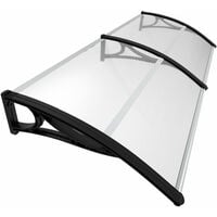Auvent de porte d'entrée marquise 200x80 cm transparent en Polycarbonate anti-UV Noir