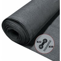 Brise vue occultant en HDPE 150g/m² 1.5x10m avec attaches de fixation anthracite