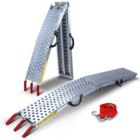 Vounot – Rampe de chargement pliable 196cm en métal galvanisé – Charge max 400kg – Antidérapante avec sangles de sécurité – Idéale pour motos et tondeuses