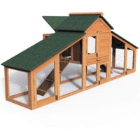Vounot – Poulailler en bois XL pour 6 poules – Toit bitumé imperméable – Tiroir à déjections amovible – Rampe d'accès et perchoir 47cm