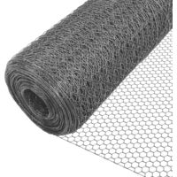 Vounot – Grillage souple hexagonal en métal PVC gris – Maille 13mm – Longueur 25m – Pour enclos volaille et petits animaux