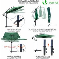 Parasol deporte hexagonale 3M avec housse de protection Vert