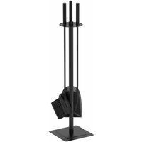 Vounot – Serviteur de cheminée en métal noir – Ensemble 4 pièces avec balai, pelle et tisonnier – Revêtement inoxydable anti-rouille