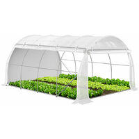 Vounot – Serre tunnel 12m² – Bâche polyéthylène anti-UV 140g/m² – Côtés zippés enroulables – Armature acier galvanisé avec barres anti-tempête